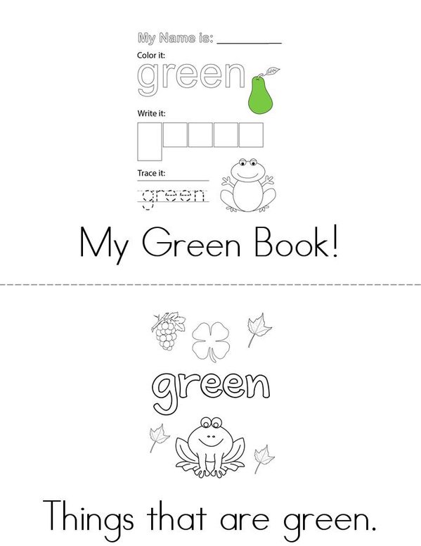 My Favorite Color is Green! Mini Book - Sheet 1