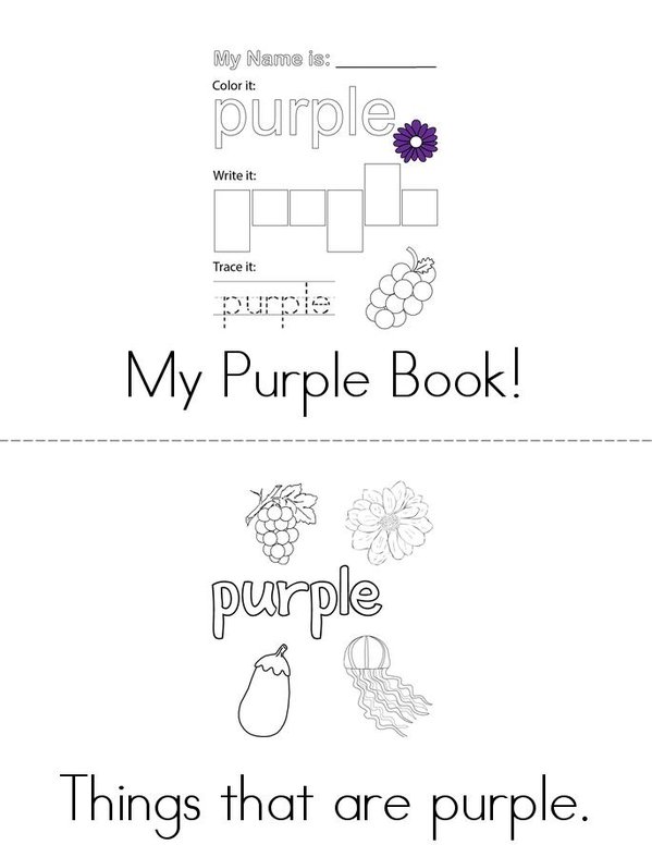 My Favorite Color is Purple! Mini Book - Sheet 1