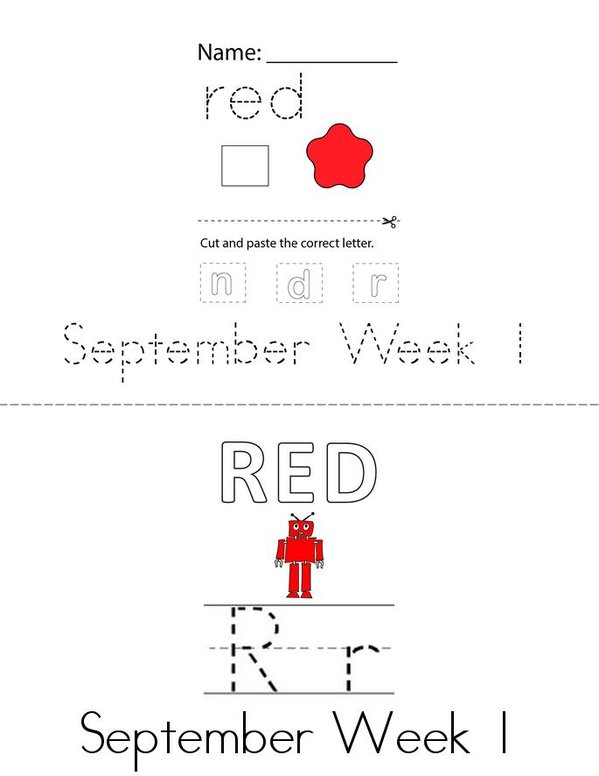 Sight Word RED Mini Book - Sheet 1