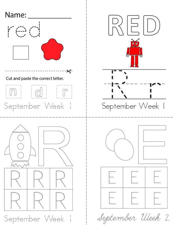 Sight Word RED Mini Book - Sheet 1