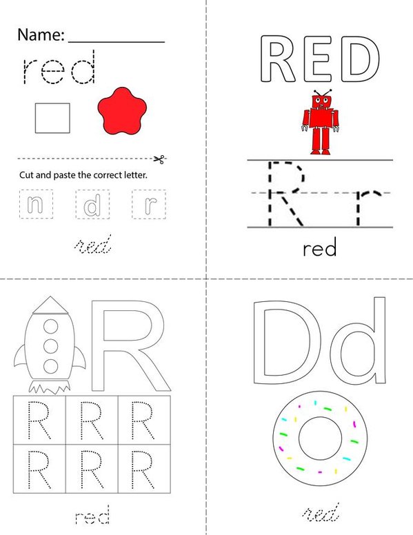 Sight Word RED Mini Book - Sheet 1