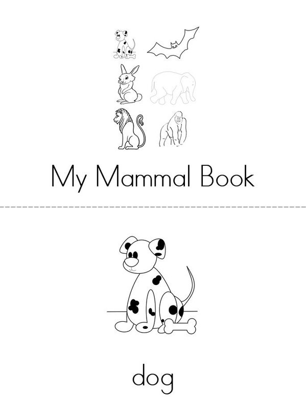 My Mammal Book Mini Book - Sheet 1