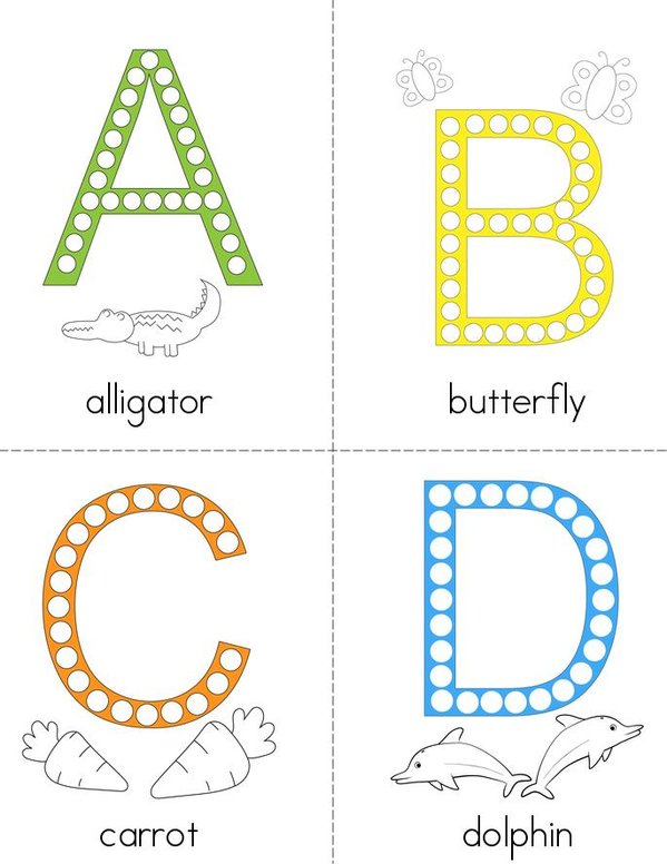 Alphabet Dot Art Mini Book - Sheet 1
