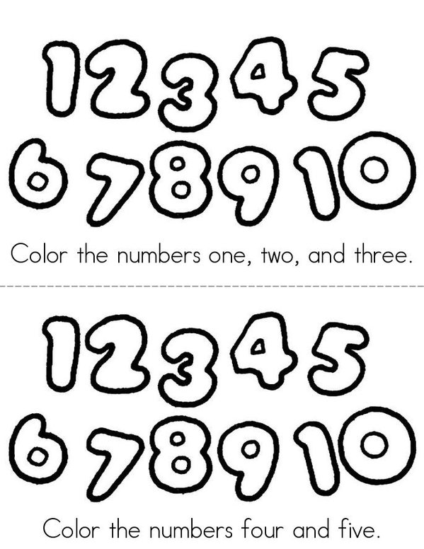 Color the numbers Mini Book - Sheet 1