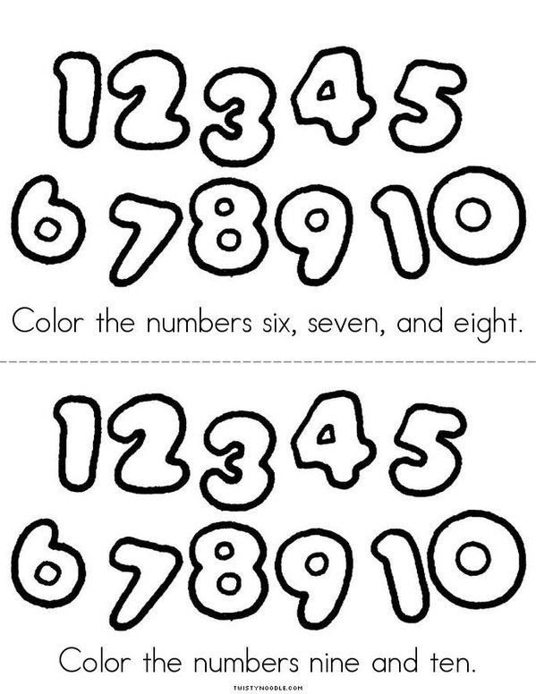 Color the numbers Mini Book - Sheet 2