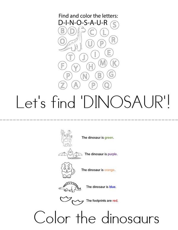 Dinosaurs Mini Book - Sheet 3