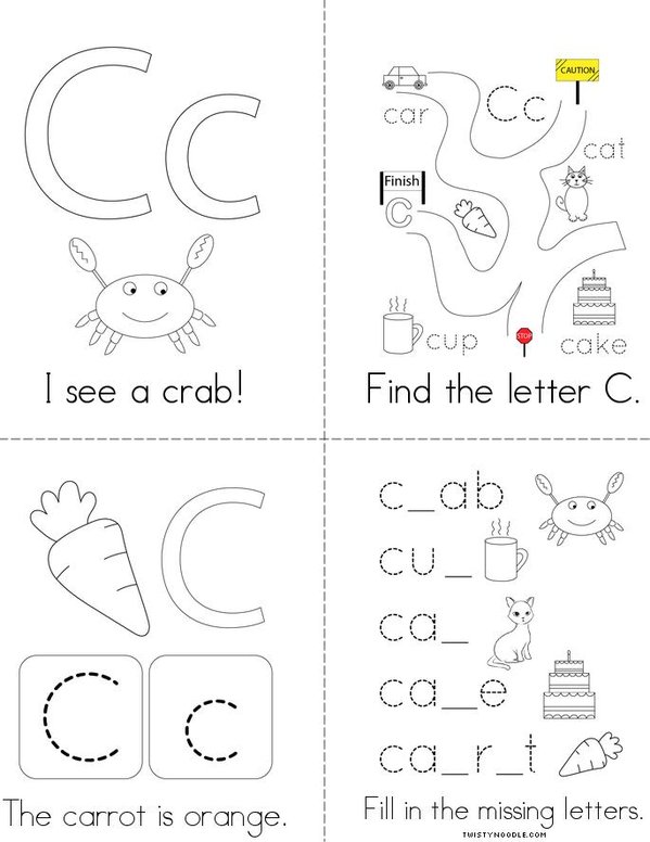 Letter C Words Mini Book