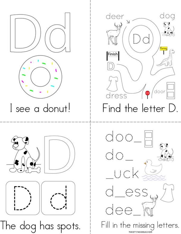 Letter D Words Mini Book