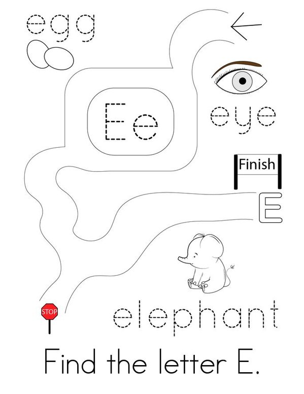 Letter E Words Mini Book - Sheet 2