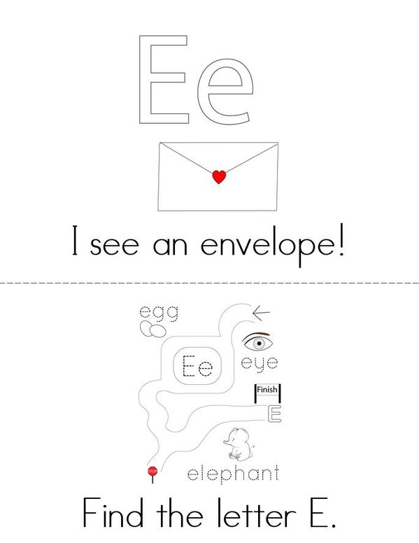 Letter E Words Mini Book - Sheet 1