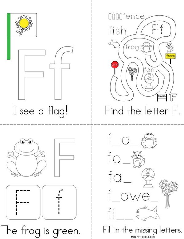 Letter F Words Mini Book