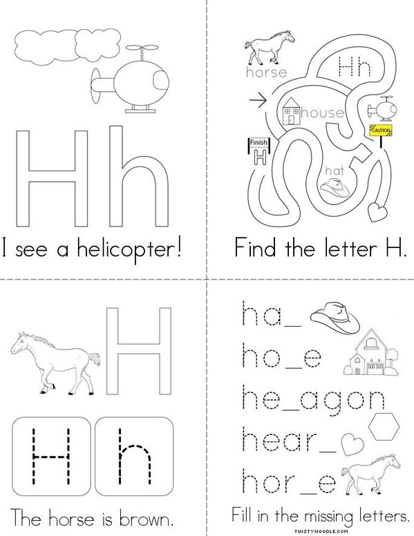 Letter H Words Mini Book