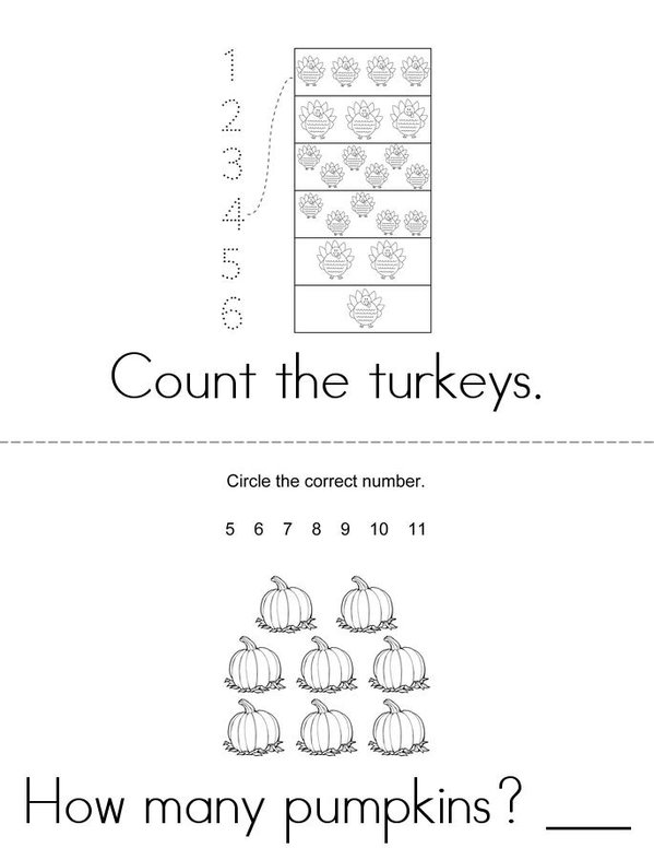 Thanksgiving Counting Mini Book - Sheet 1