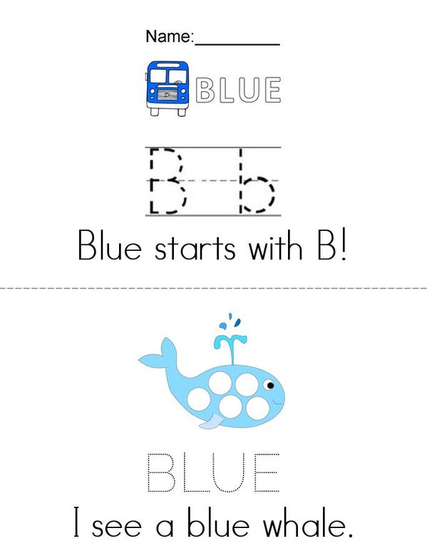 I can spell blue! Mini Book - Sheet 1