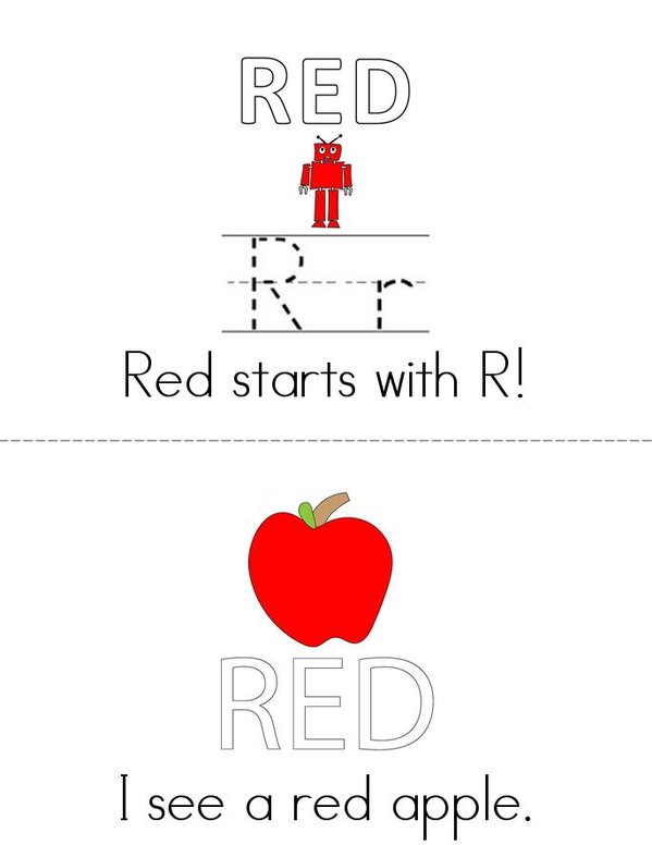 I can spell red! Mini Book - Sheet 1