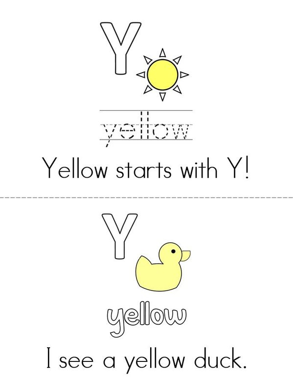 I can spell yellow! Mini Book - Sheet 1