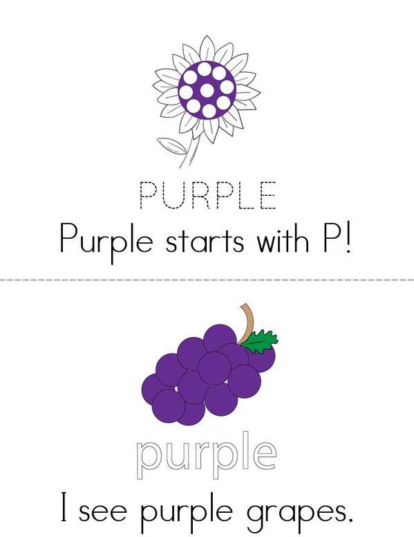 I can spell purple! Mini Book - Sheet 1