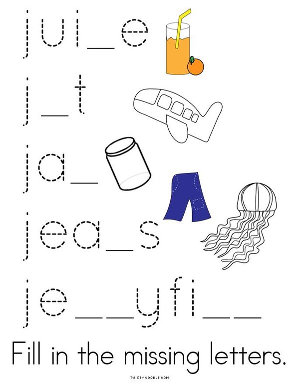 Letter J Words Mini Book - Sheet 4