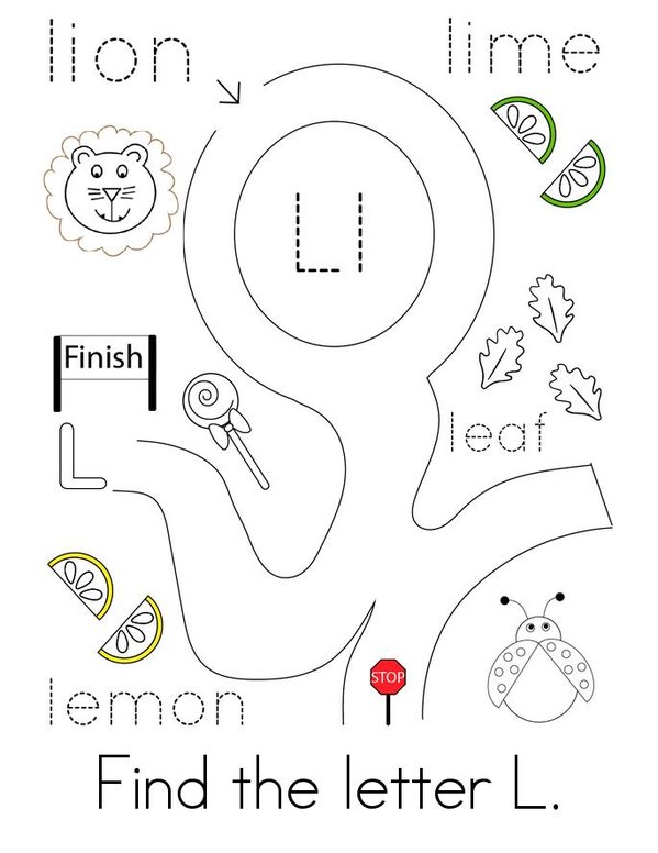 Letter L Words Mini Book - Sheet 2