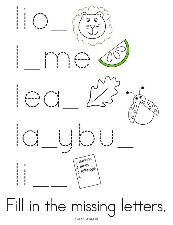 Letter L Words Mini Book - Sheet 4