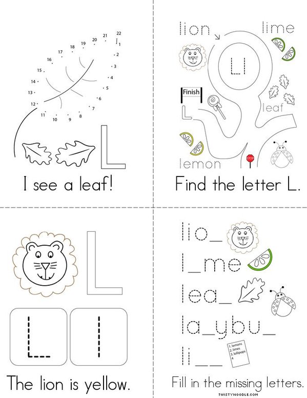 Letter L Words Mini Book