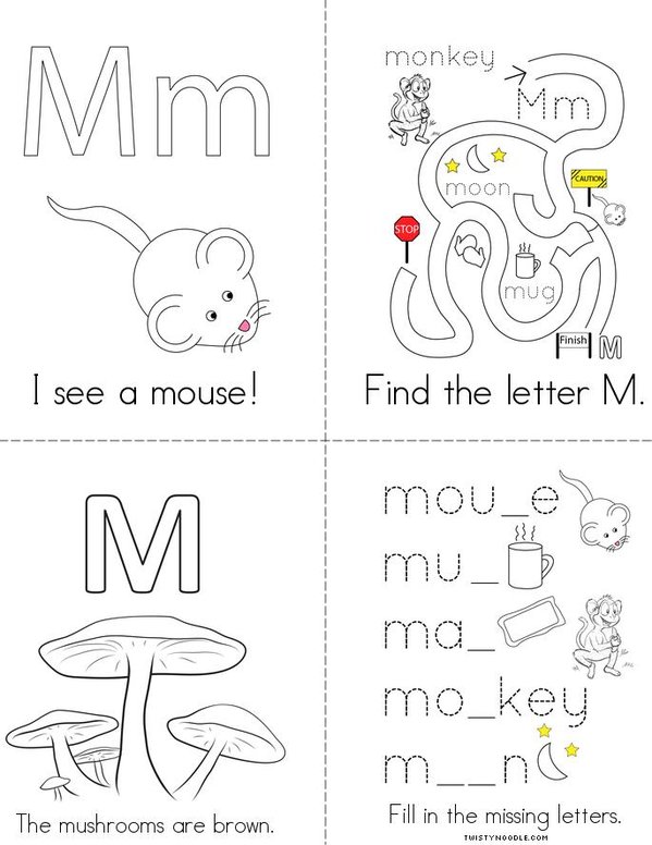 Letter M Words Mini Book