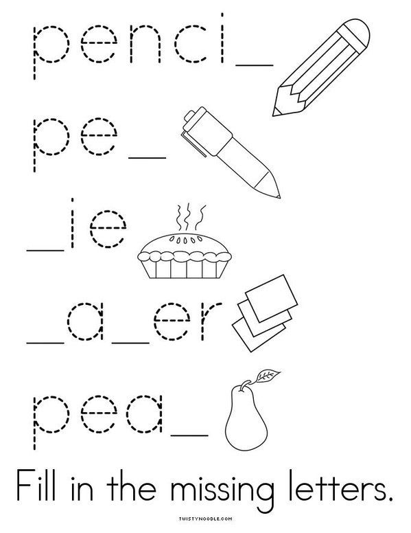 Letter P Words Mini Book - Sheet 4