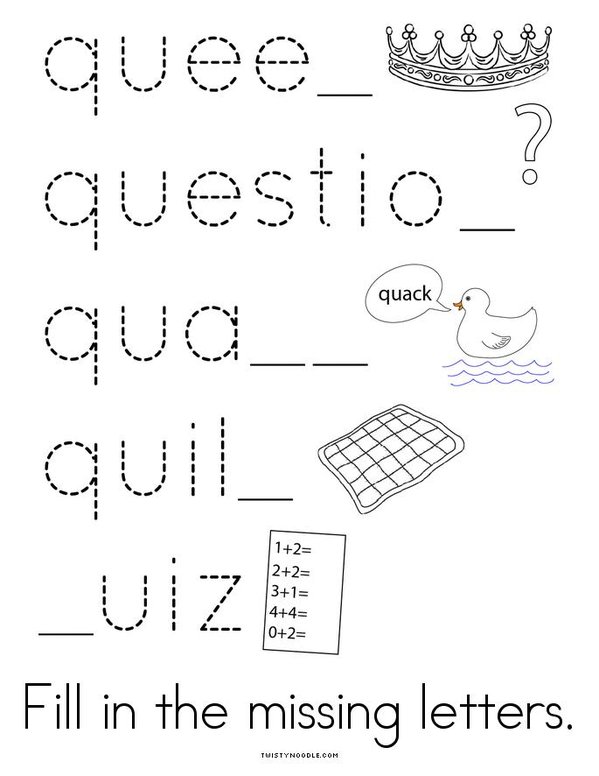 Letter Q Words Mini Book - Sheet 4