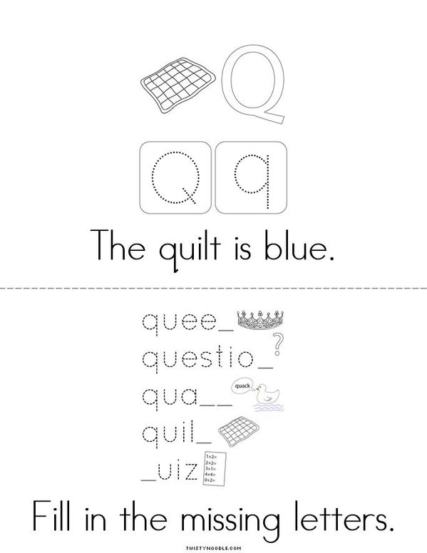 Letter Q Words Mini Book - Sheet 2