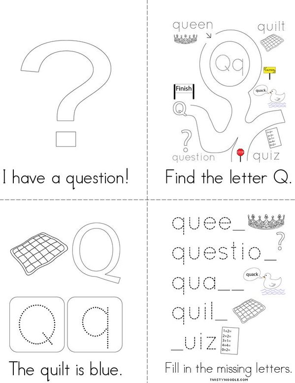 Letter Q Words Mini Book