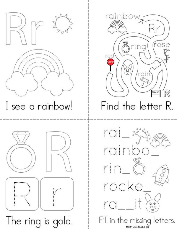 Letter R Words Mini Book