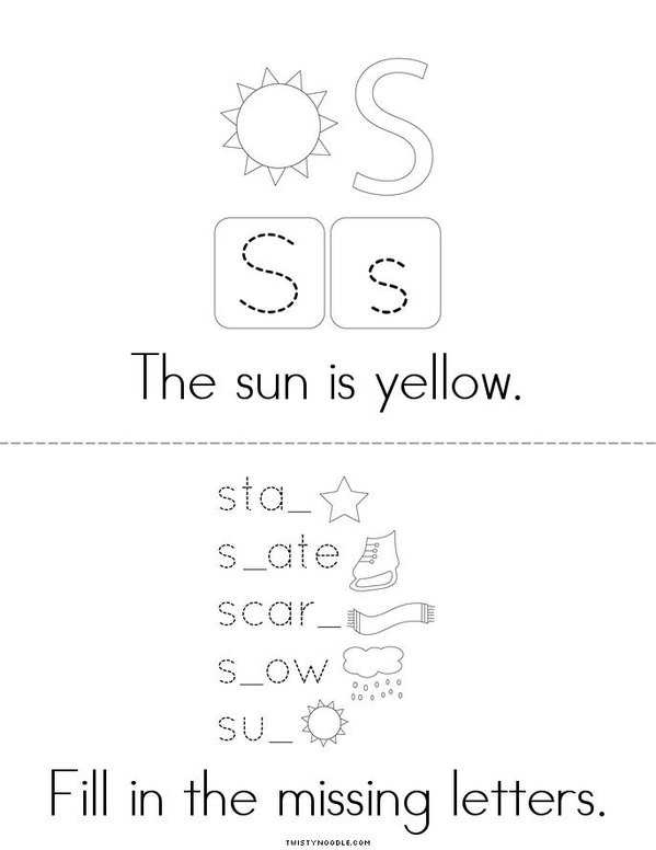 Letter S Words Mini Book - Sheet 2