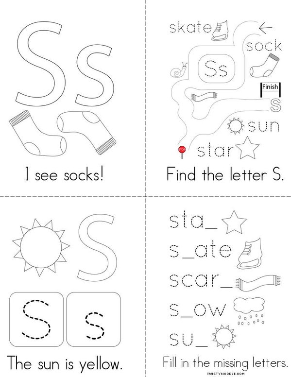 Letter S Words Mini Book