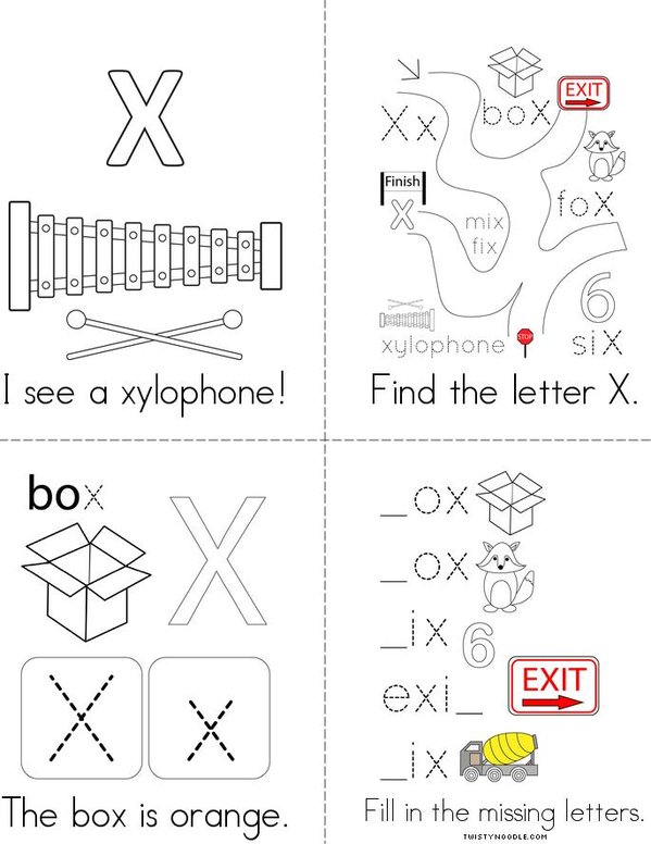 Letter X Words Mini Book