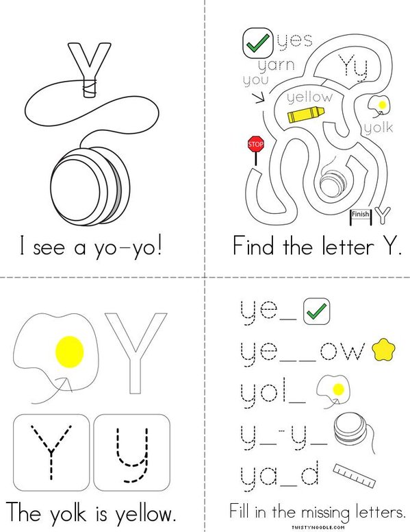Letter Y Words Mini Book