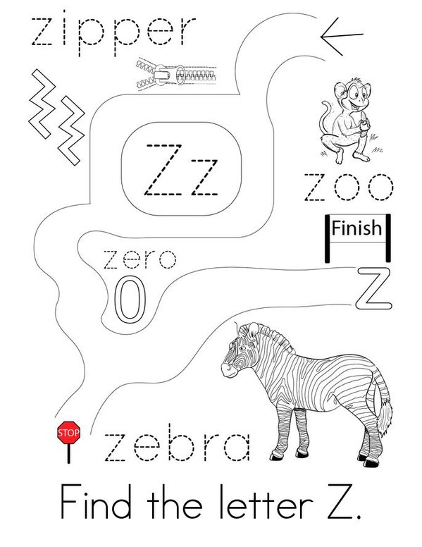 Letter Z Words Mini Book - Sheet 2