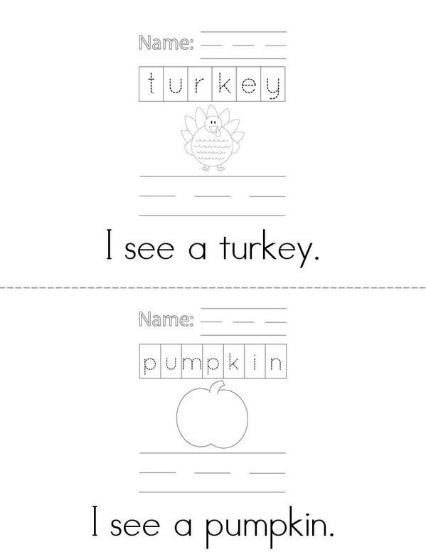 Thanksgiving Writing Mini Book - Sheet 1