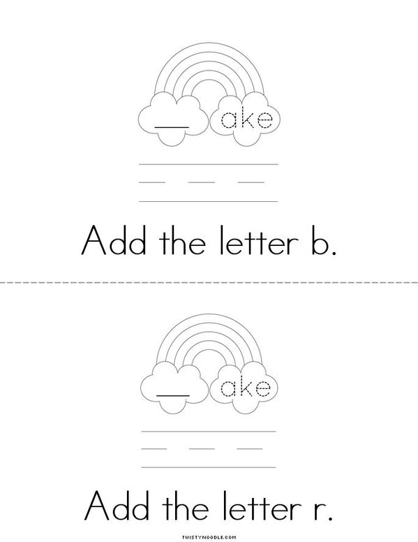 Add a letter- Make an AKE word Mini Book - Sheet 2