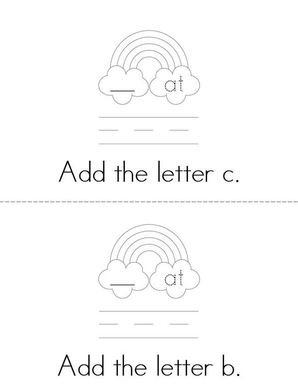 Add a letter- Make an AT word Mini Book - Sheet 1