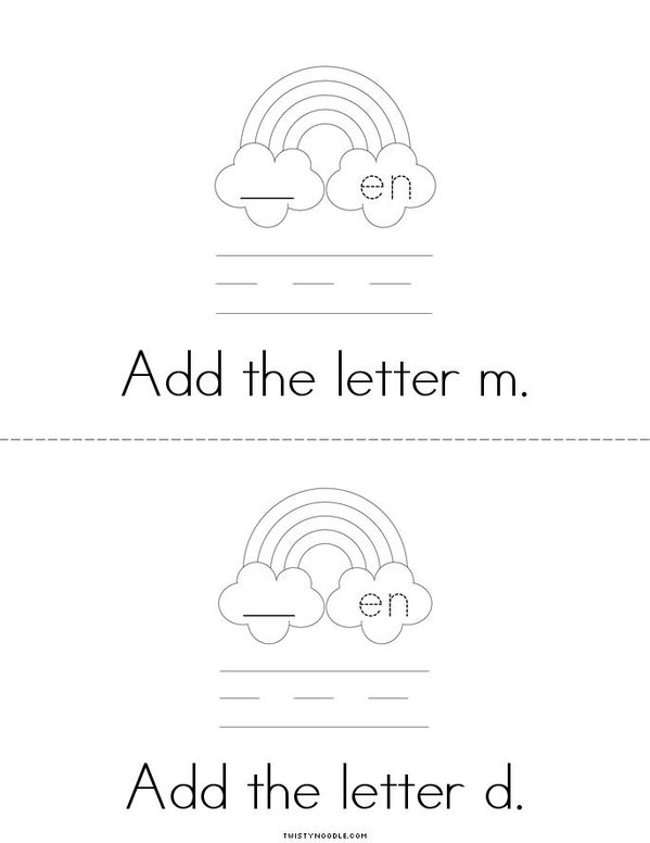 Add a letter- Make an EN word Mini Book - Sheet 2