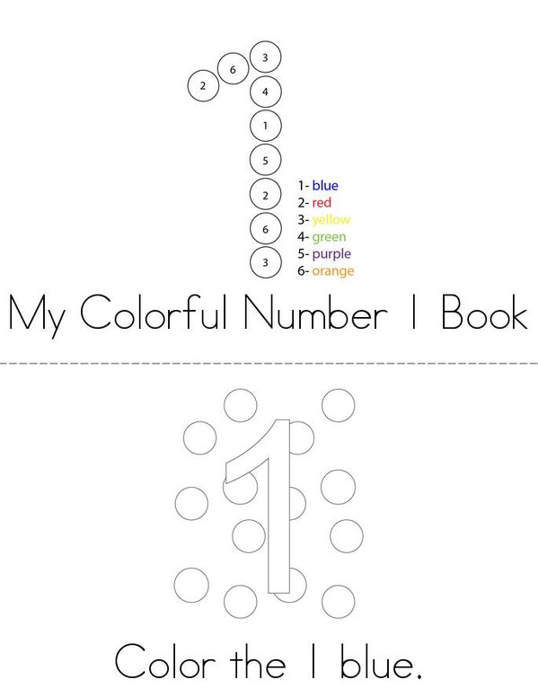 Colorful Number 1 Mini Book - Sheet 1