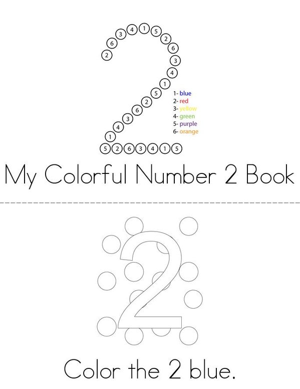 Colorful Number 2 Mini Book - Sheet 1
