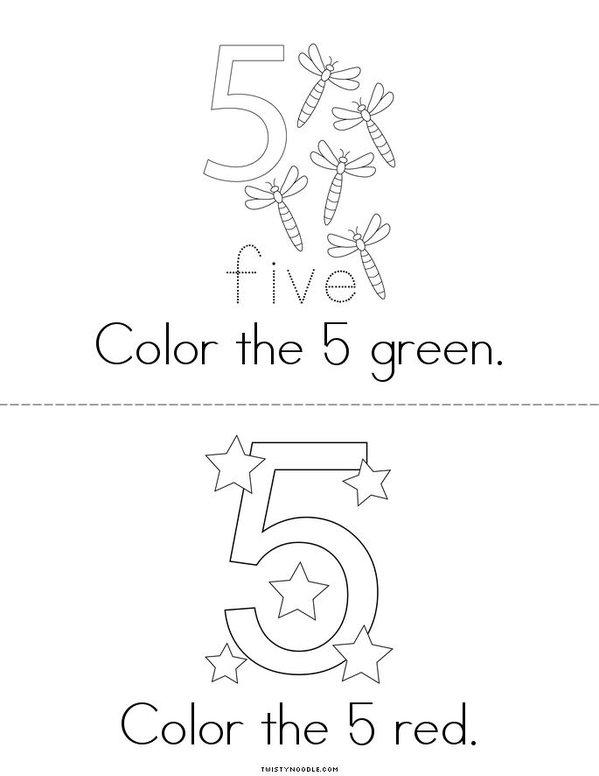 Colorful Number 5 Mini Book - Sheet 2