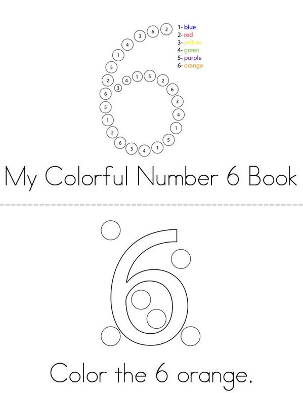 Colorful Number 6 Mini Book - Sheet 1