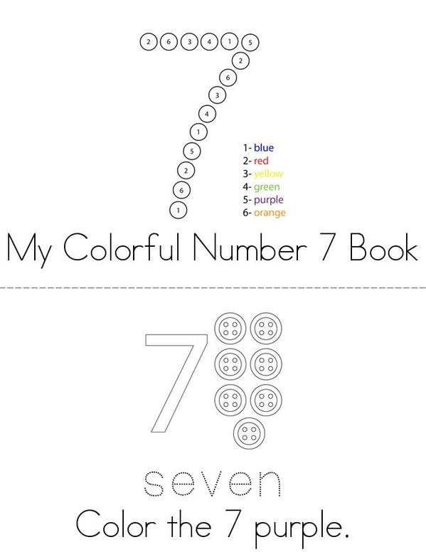 Colorful Number 7 Mini Book - Sheet 1