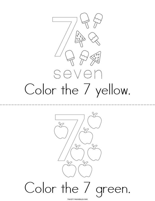 Colorful Number 7 Mini Book - Sheet 2