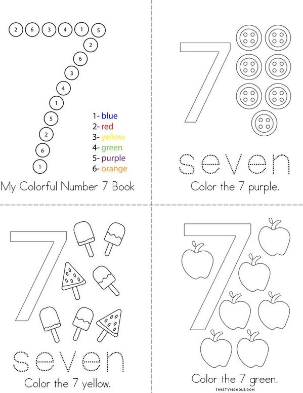 Colorful Number 7 Mini Book