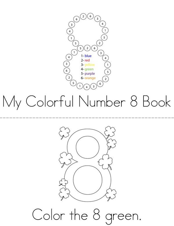 Colorful Number 8 Mini Book - Sheet 1