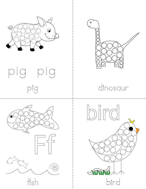 Animal Dot Painting Mini Book - Sheet 1