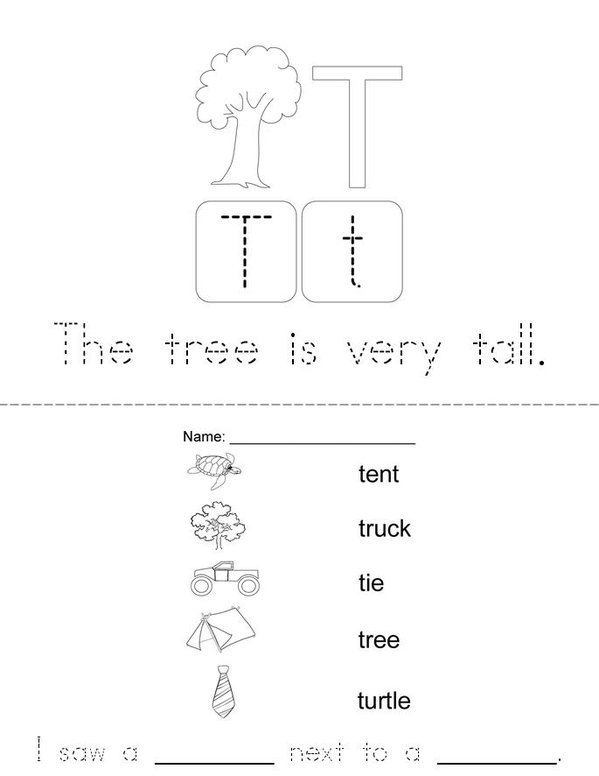 Letter Tt consonant Mini Book - Sheet 2